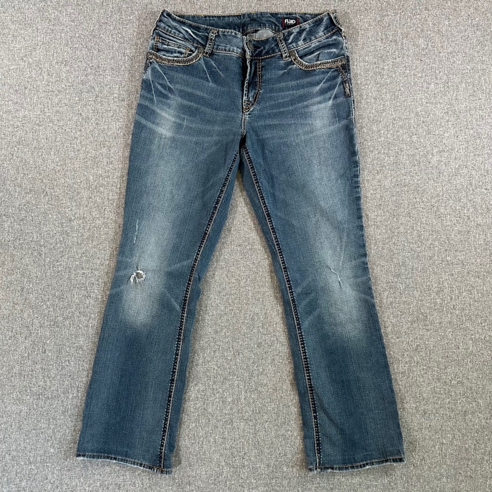 Silver Jeans Co Suki Mid Baby Boot Blue Denim W33 L33 Y2K Western Distressed